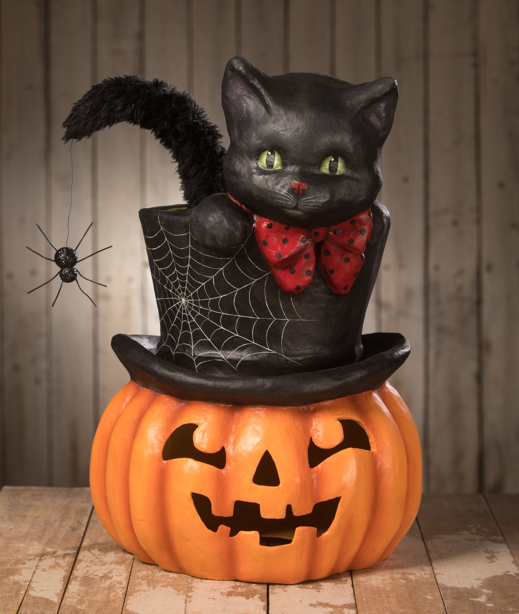 Top Hat Surprise Jack O'Lantern with Cat