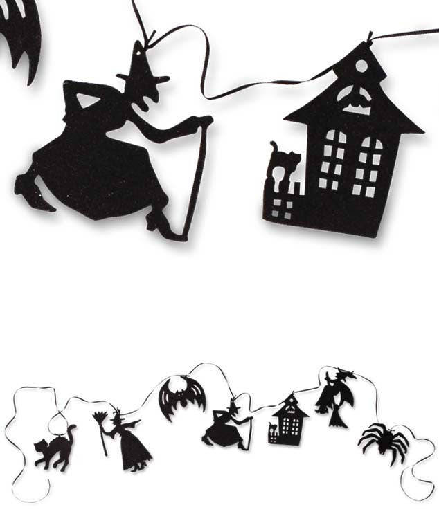 Black Glitter Halloween Silhouette Garland