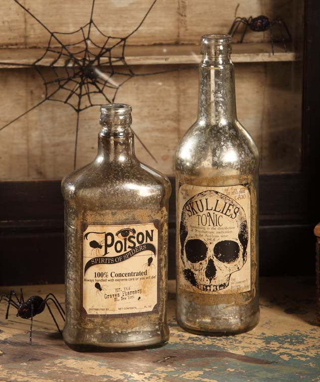 Mercury Glass Halloween Bottles