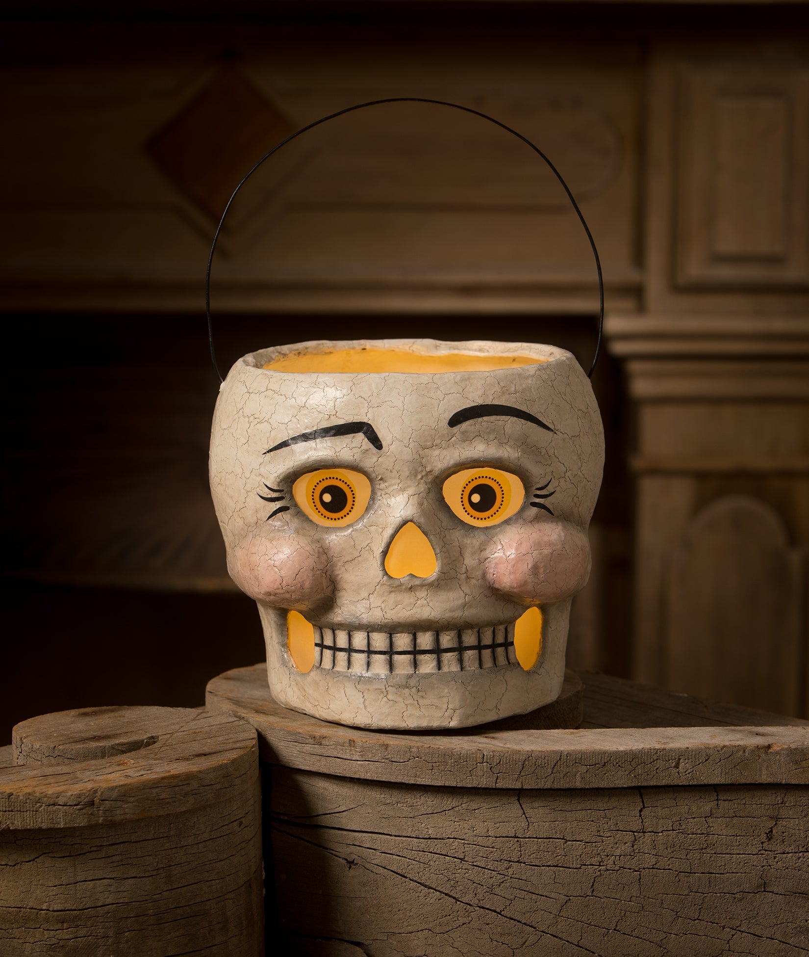 "Silly Skelly Bucket, Paper Mache"