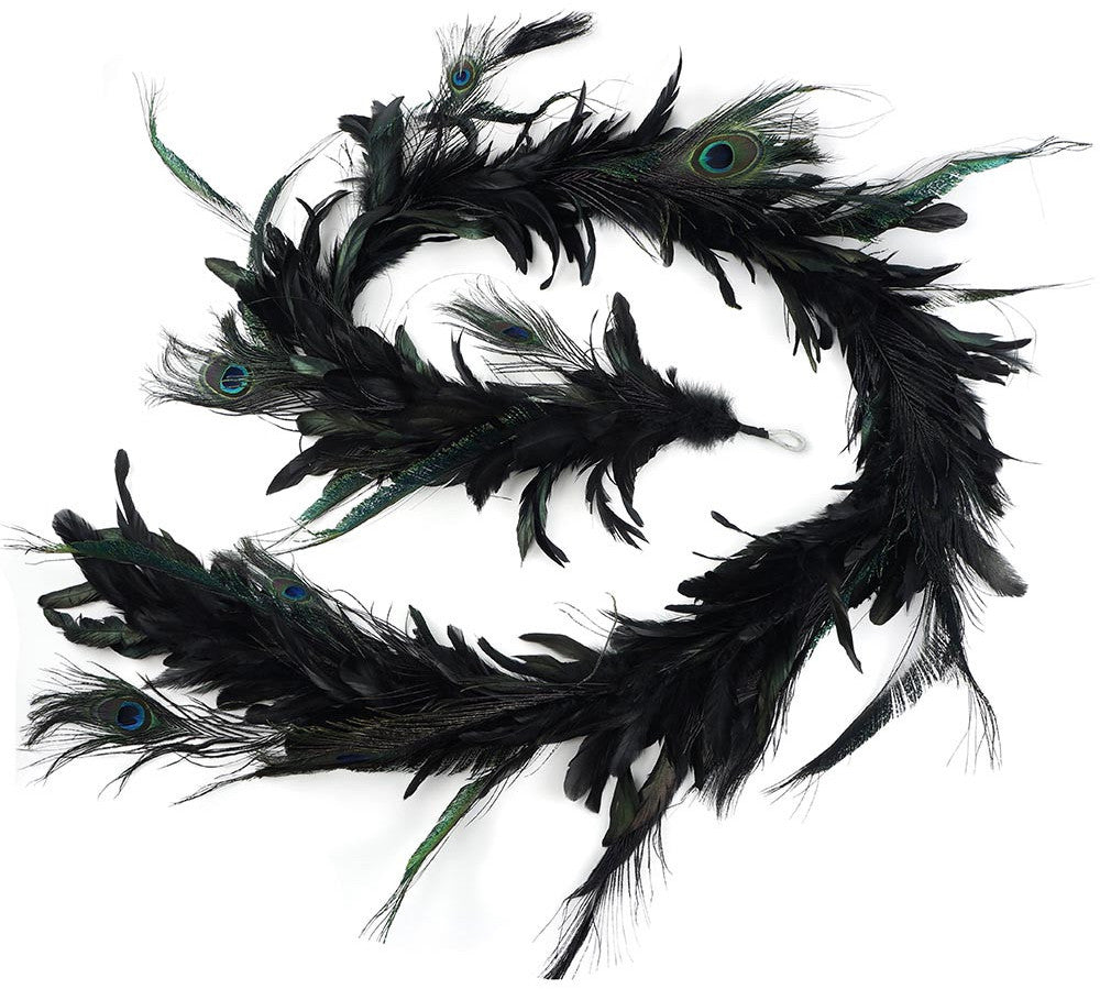 Black Feather Peacock Garland