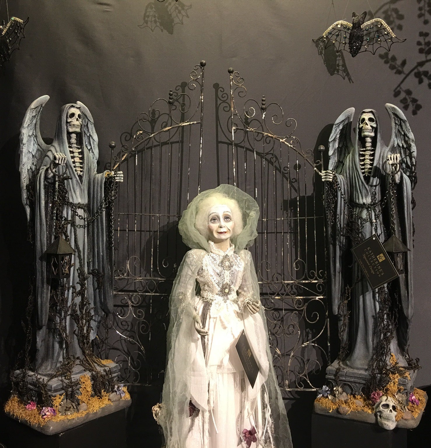 Tabletop Cemetery Gate with Grim Reaper Statues