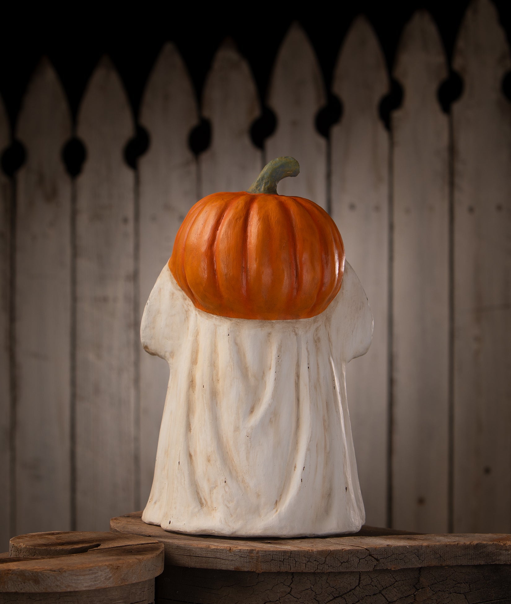 "Ghost Jack O'Lantern, paper mache"