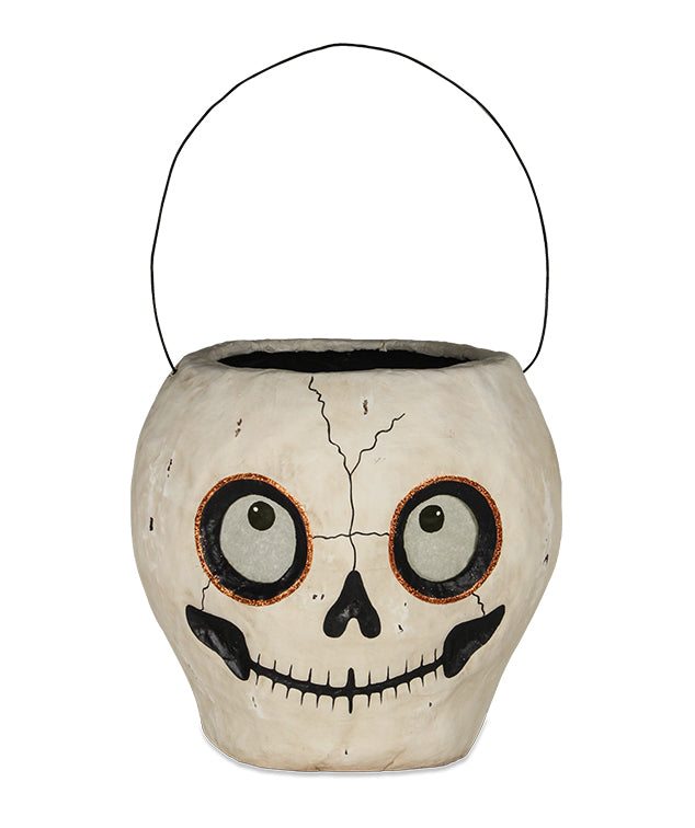 "Skull Bucket, Paper Mache"