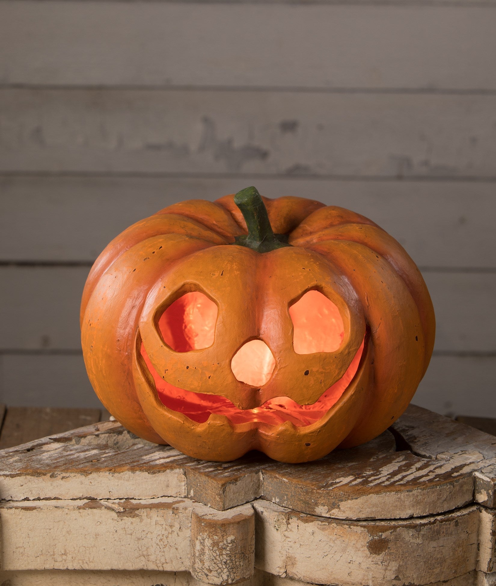 "Smiley Jack Pumpkin, Paper Mache"