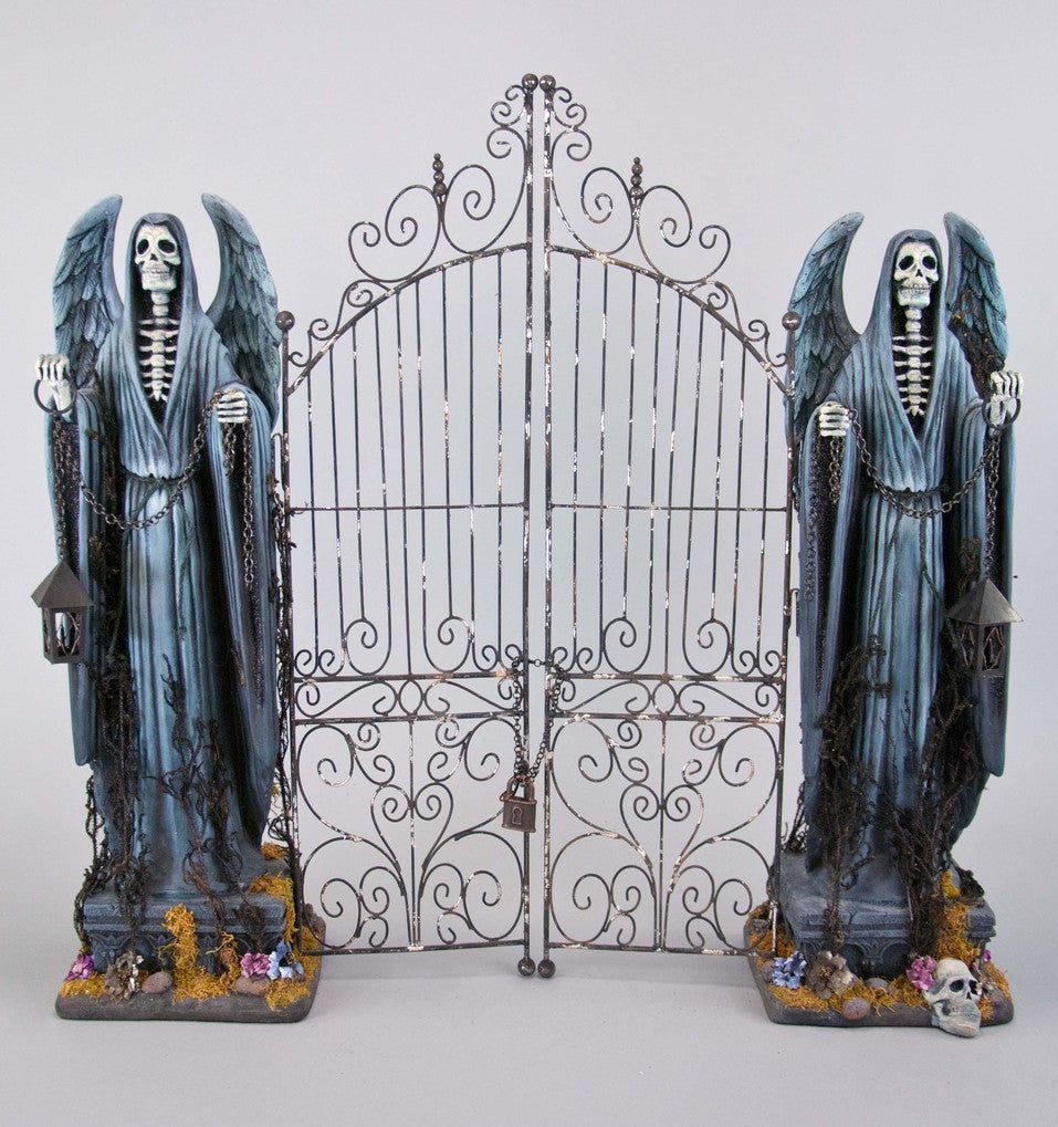 Tabletop Cemetery Gate with Grim Reaper Statues
