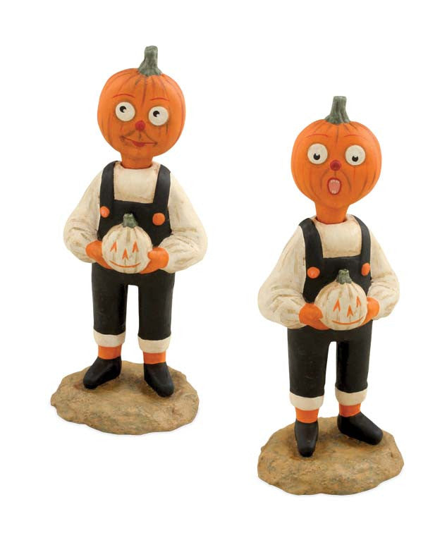 Two Faced Pumpkin Boy Figurine